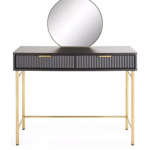 CORA DRESSING TABLE AND MIRROR SET - BLACK/BRASS - COLLECTION ONLY