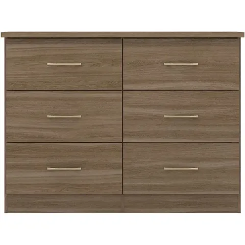 BOXED CASCIO 6 DRAWER CHEST OF DRAWERS RUSTIC OAK (2 BOXES)