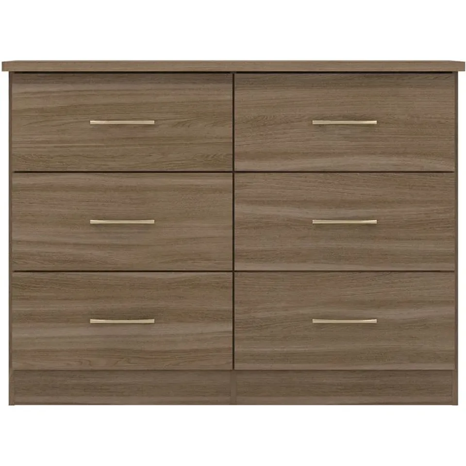 BOXED CASCIO 6 DRAWER CHEST OF DRAWERS RUSTIC OAK (2 BOXES)
