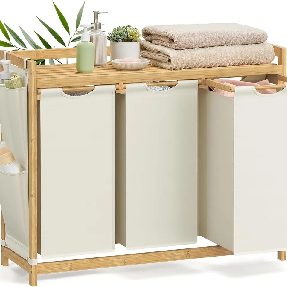 BOXES SONGMICS LAUNDRY BASKET WITH 3 COMPARTMENTS