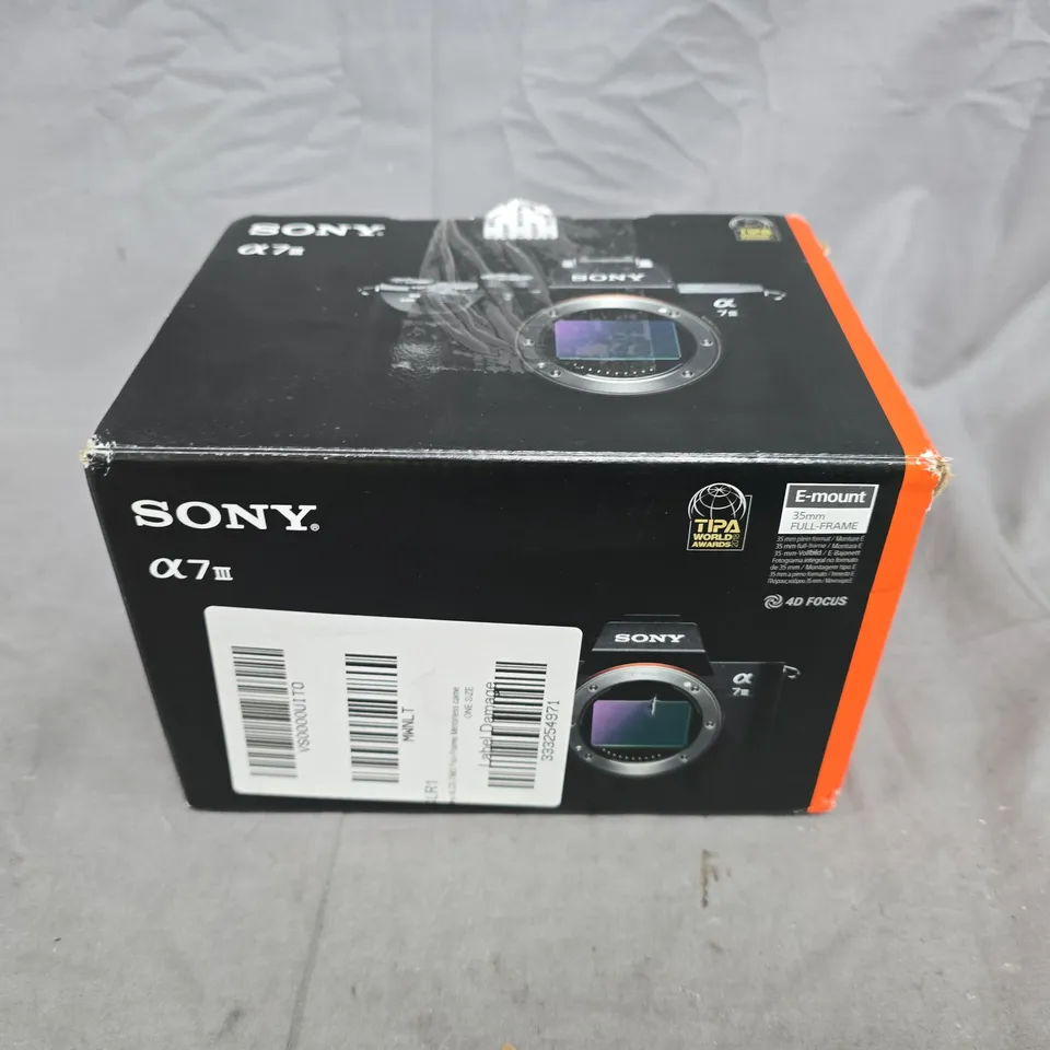 SONY ALPHA A7 III MIRRORLESS CAMERA BODY (ILCE-7M3) – WITH STRAP, MANUALS AND CABLES