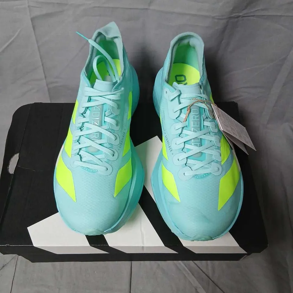 ADIDAS ADIZERO ADIOS PRO 4 M RUNNING SHOES – TURQUOISE/NEON, US 9 (UK 8.5)