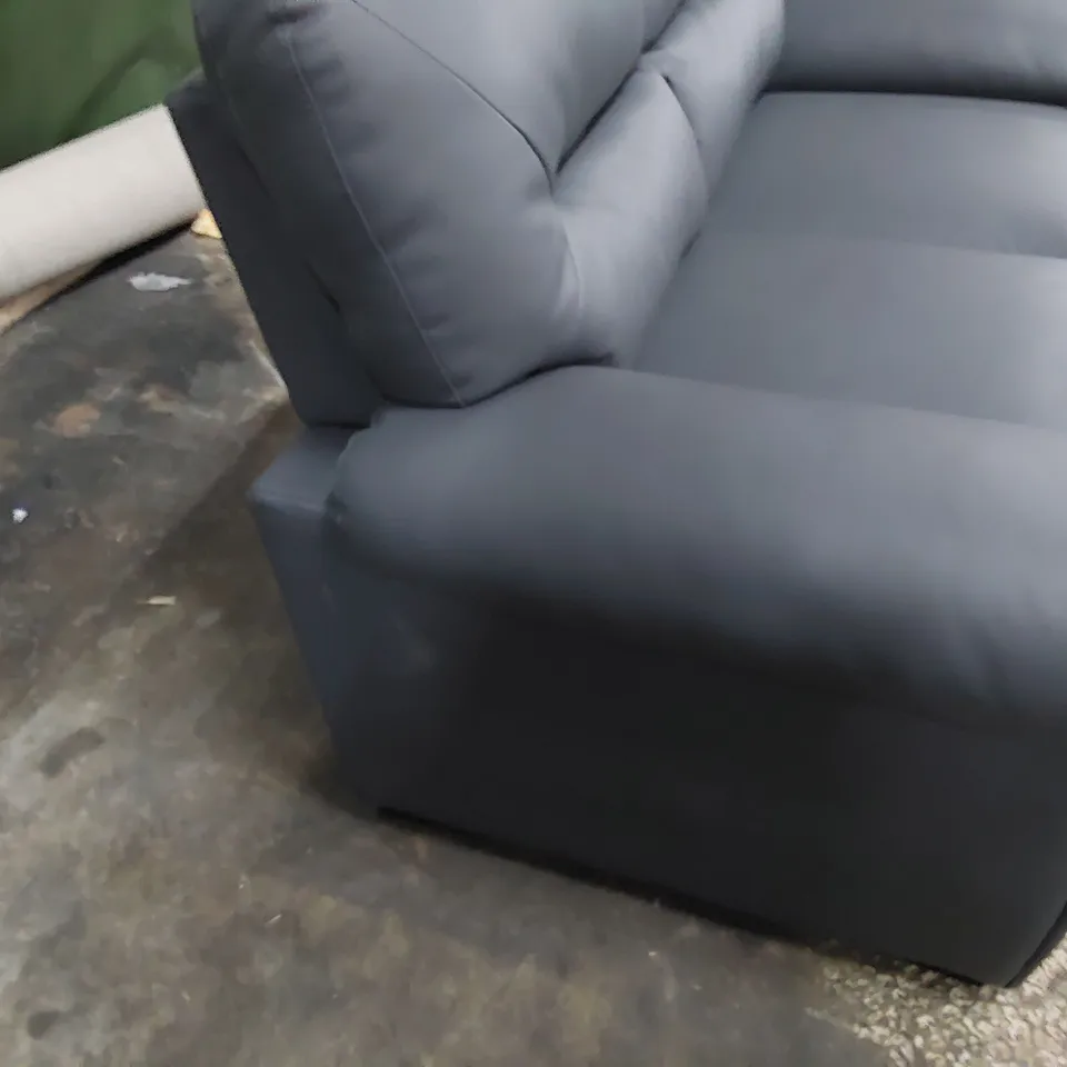 DESIGNER TWO SEATER SOFA GREY LEATHER 
