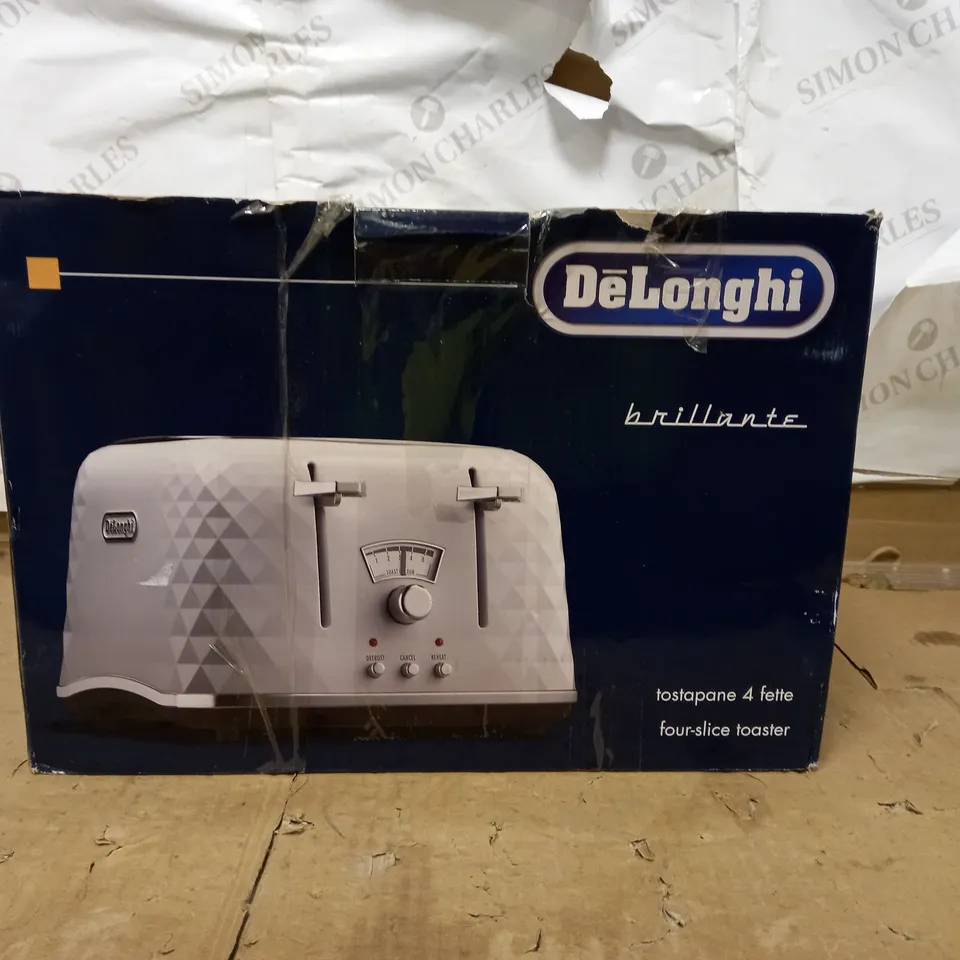 DE'LONGHI BRILLANTE CTJ4003W 4-SLICE TOASTER - WHITE