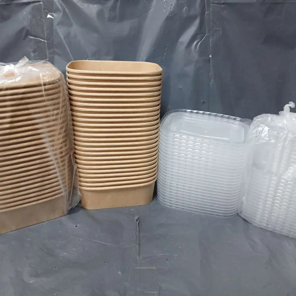 48 PAPER FOOD STORAGE TUBS WITH PLASTIC LIDS