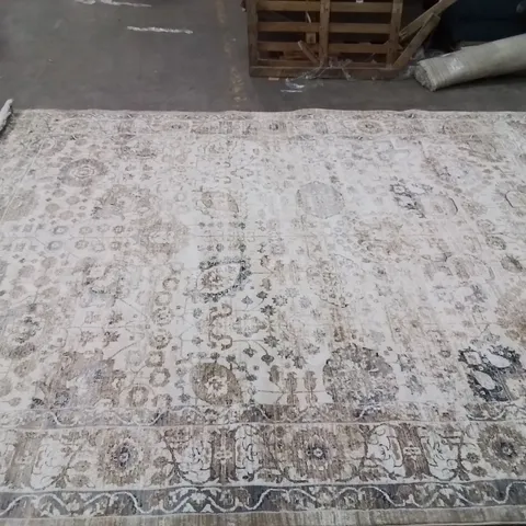 QUALITY DESIGNER AREA RUG - APPROXIMATELY 380CM 300CM - CREAM/NATURAL