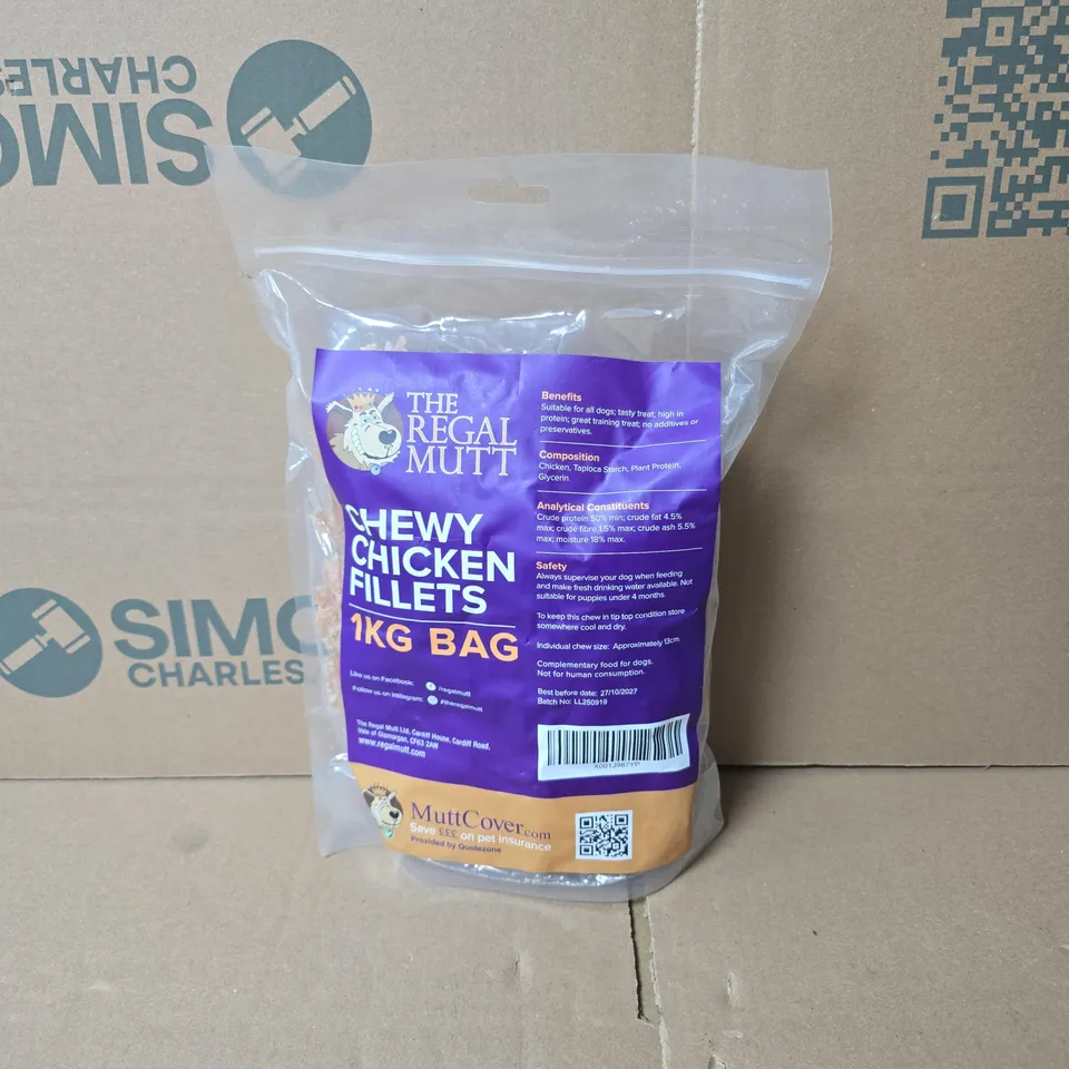 THE REGAL MUTT CHEWY CHICKEN FILLETS 1KG FOR DOGS