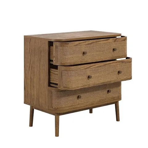 BOXED CALLIE 3 DRAWER CHEST, SMOKED WOOD (1 BOX)