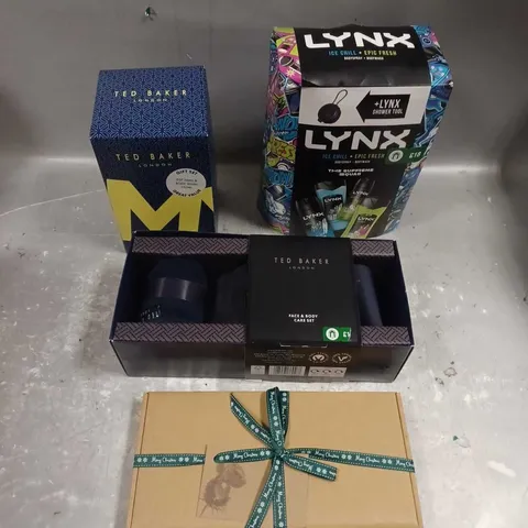 LOT OF 4 ASSORTED COSMETIC BOXSETS TO INCLUDE - LYNX SUPREME SQUAD COLLECTION - TED BAKER FACE & BODY CARE SET - TED BAKER EAU DE TOILETTE GIFT SET - ETC