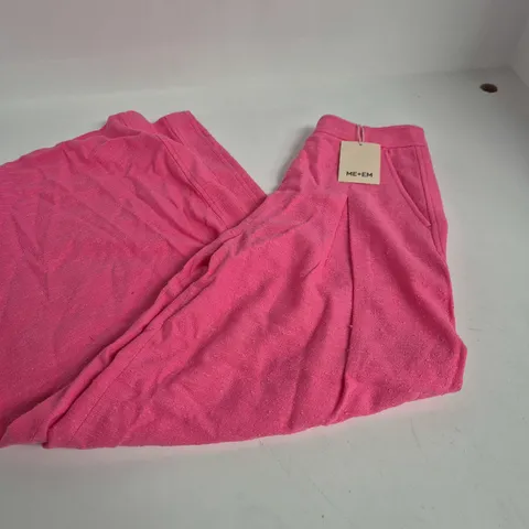 ME+EM TEXTURED PLEAT FRONT SUPERWIDE TROUSERS IN SUMMER PINK - UK 10R