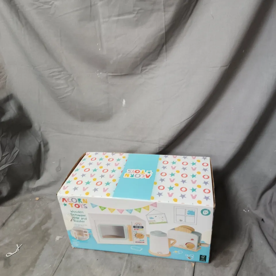 KORN TOYS WOODEN MICROWAVE & TOASTER TOY KITCHEN SET