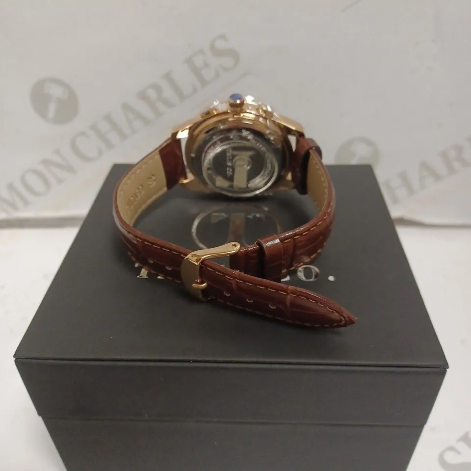 MENS TALIS CO 7120 CHRONOGRAPH WATCH – MOON PHASE MOVEMENT – GENUINE LEATHER STRAP 