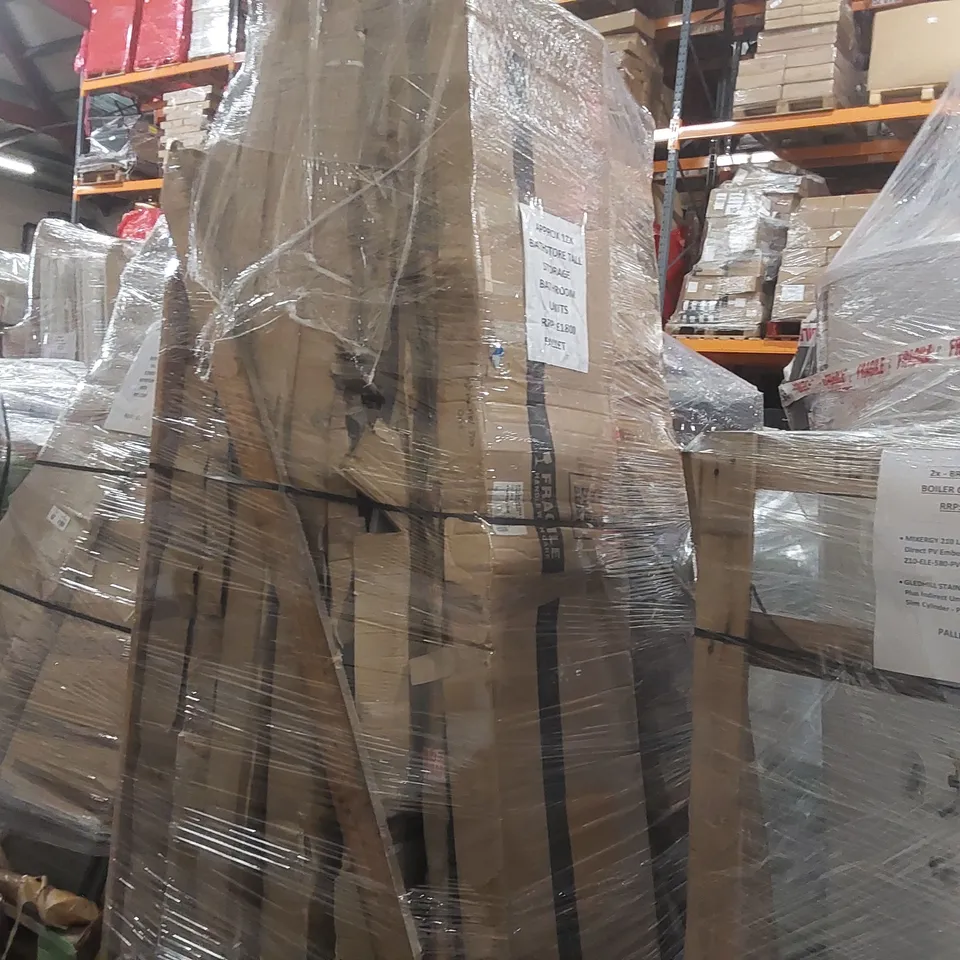 PALLET CONTAINING APPROXIMATELY 12x BATHSTORE TALL STORAGE BATHROOM UNITS