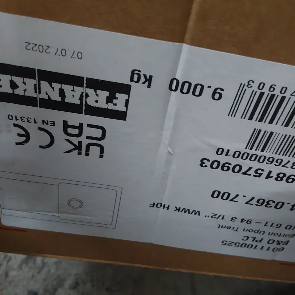 BOXED FRANKE SINGLE BOWL & DRAINER WHITE COMPOSITE SINK