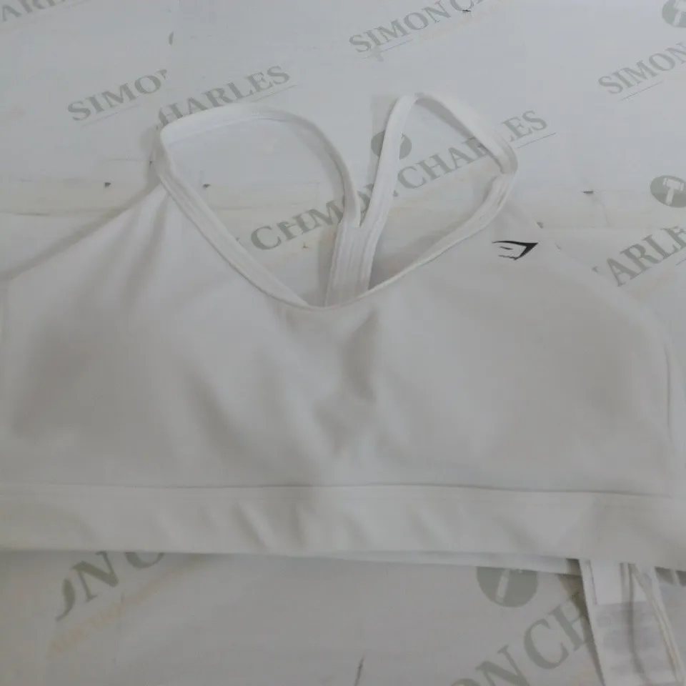GYMSHARK V NECK SPORTS BRA IN WHITE - SMALL