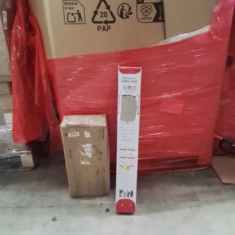 PALLET OF ASSORTED HOUSEHOLD GOODS AND PRODUCTS TO INCLUDE;KIDS SCOOTER,RETRACTABLE SAFETY GATE,BABY PLAYPEN 