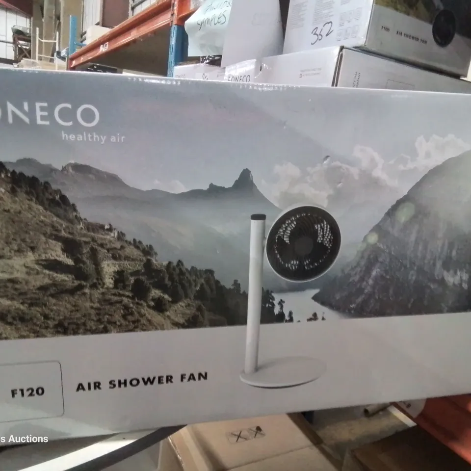 BOXED BONECO F120 PEDESTAL AIR SHOWERING FAN WITH 3 SPEEDS