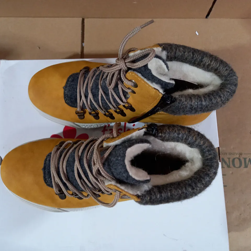 RIEKER YELLOW LACE BOOTS - SIZE 4