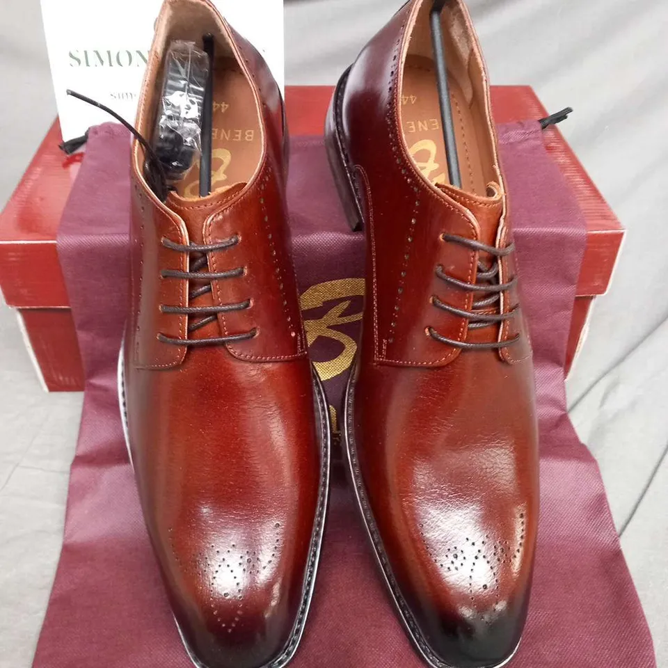 BRAND NEW BOXED BENETTI THOMAS COGNAC LEATHER SHOES SIZE 42