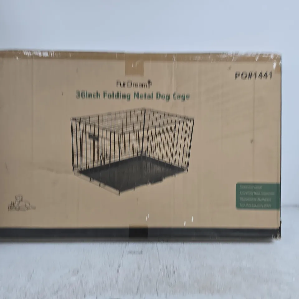 BOXED FURDREAMS 36INCH FOLDING METAL DOG CAGE 