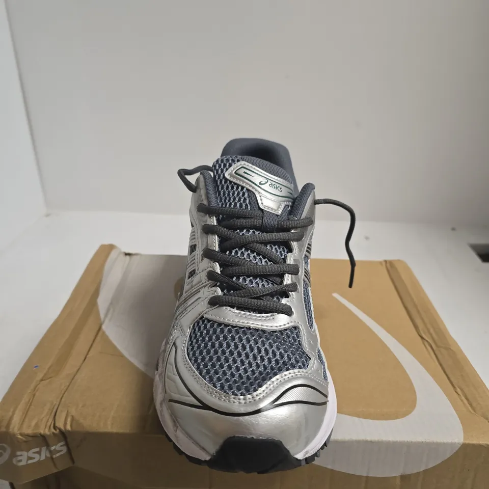 BOXED PAIR OF ASICS GEL-KAYANO 14 RUNNING SHOES – SILVER/GREY, UK 9