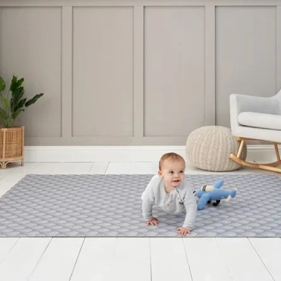 BOXED LUXURY PADDED XL PLAYMAT 200 X 140CM COLOUR: NATURAL/GREY