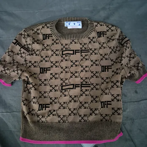 OFF-WHITE MONOCHROME KNIT TOP – BROWN/BLACK, UK 6 (EU 38)
