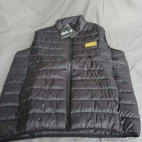 BARBOUR INTERNATIONAL RACER REED GILET IN BLACK SIZE L