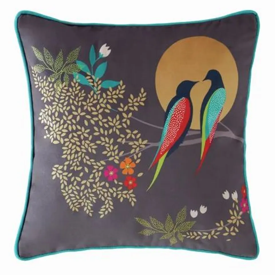 BIRDS AT DUSK DARK GREY 30X30CM FEATHER CUSHION 