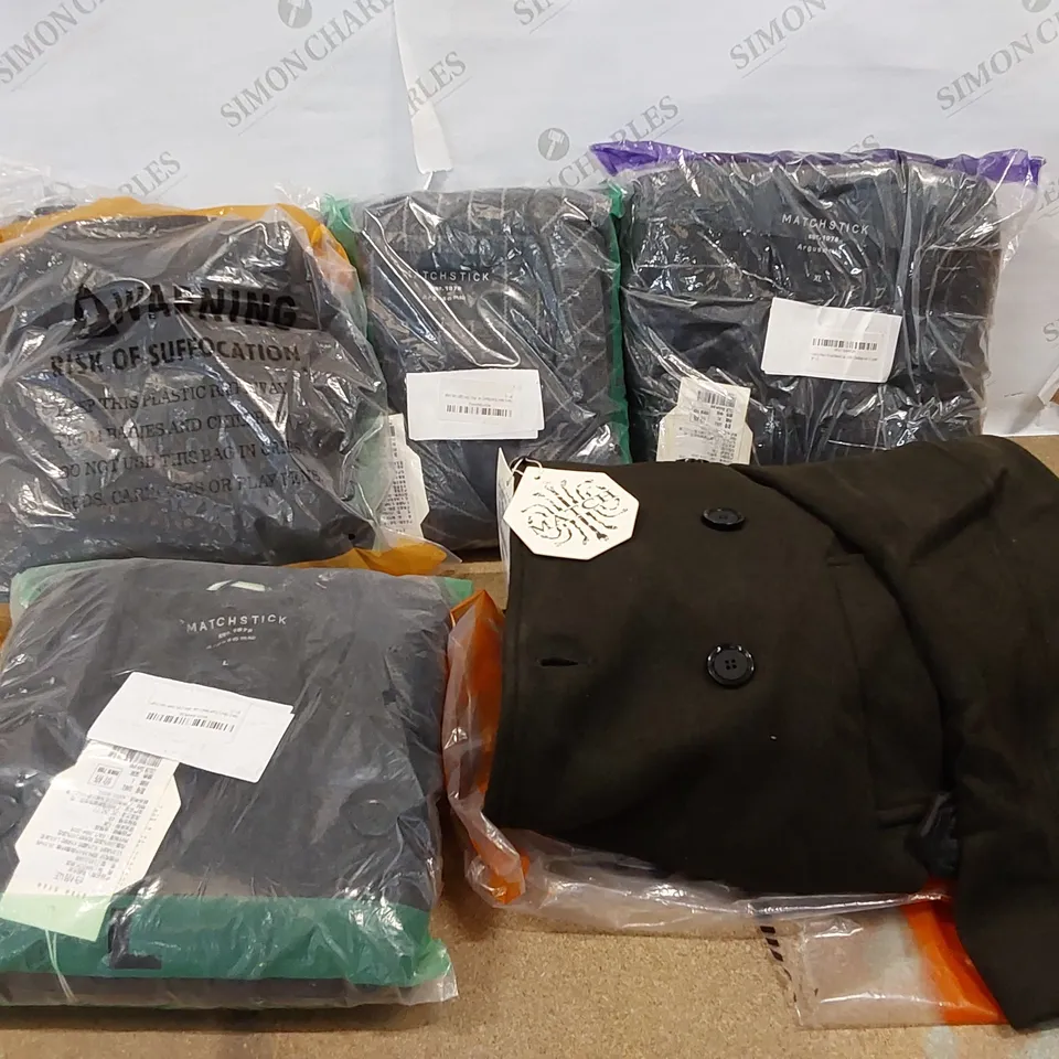 LOT OF 5X BRAND NEW BAGGED MATCHSTICK MENS WOOL BLEND COATS - SIZES AND DESIGNS MAY VARY (5 ITEMS)