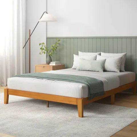 BOXED MIRABELLA DELUXE PLATFORM SOLID WOOD BED FRAME - SIZE UNSPECIFIED