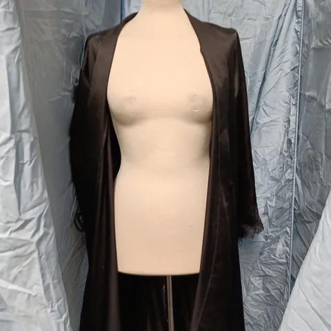 MARKS & SPENCER BLACK SATIN DRESSING GOWN, UK 16-18 