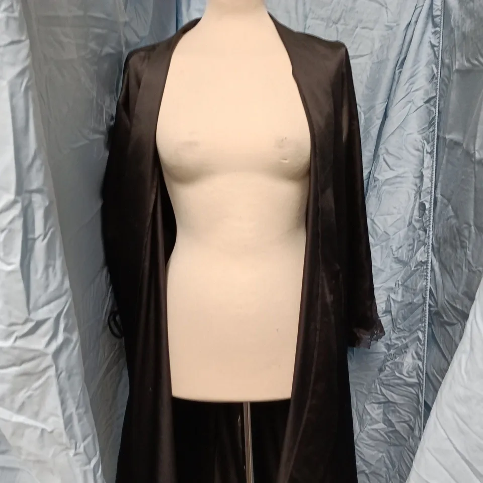 MARKS & SPENCER BLACK SATIN DRESSING GOWN, UK 16-18 