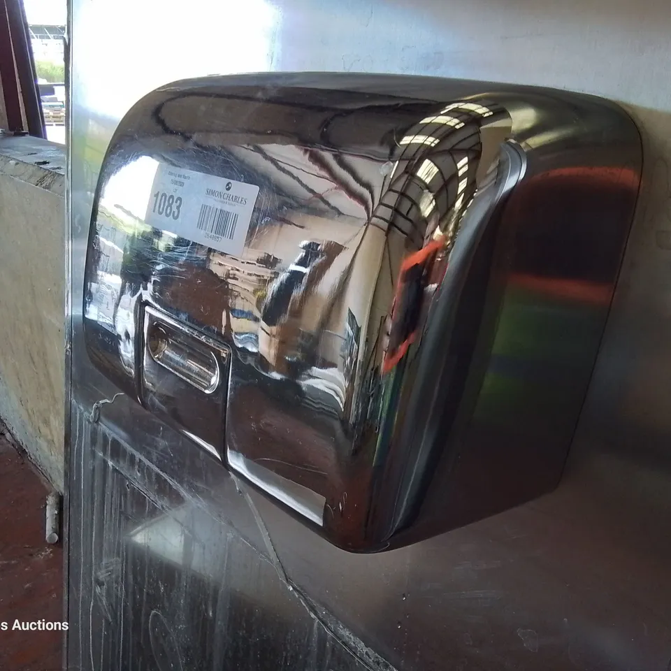TWO STAINLESS STEEL CKAD PANELS 1 WITH AIRDRI HAND DRYER