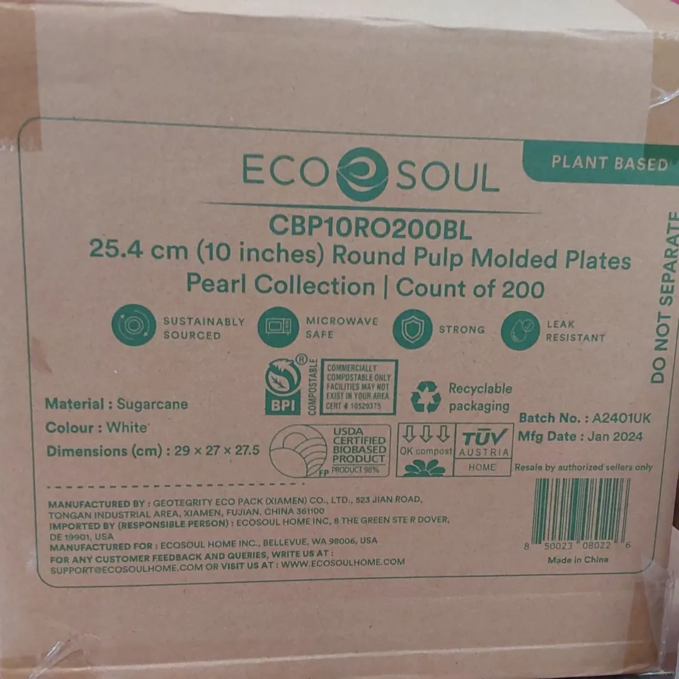 PALLET OF APPROXIMATELY 48 BOXES OF 200x 25.4CM (10") ROUND PULP MOLDED PLATES