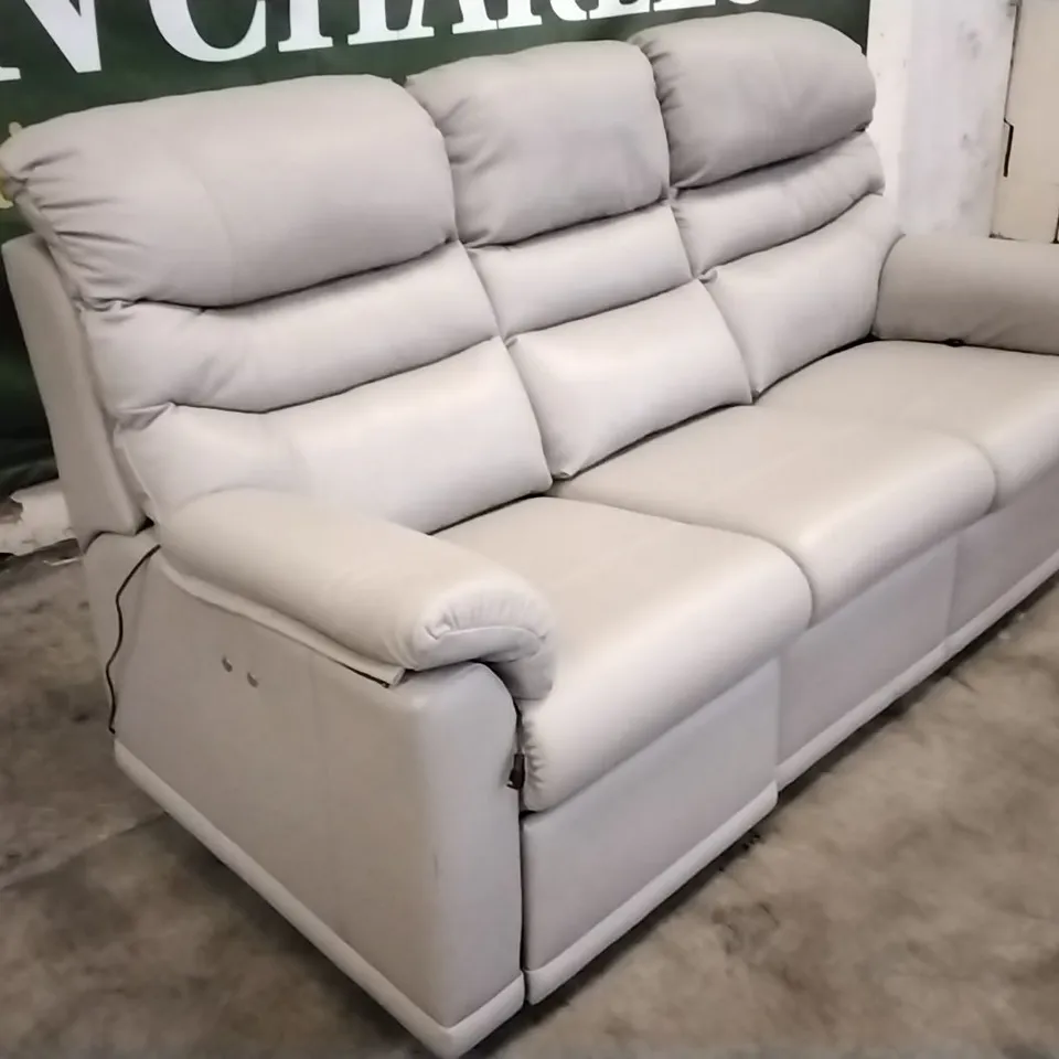 QUALITY BRITISH DESIGNED & MANUFACTURED G PLAN MALVERN 3 SEATER POWER RECLINER SOFA CAPRI MIST LEATHER