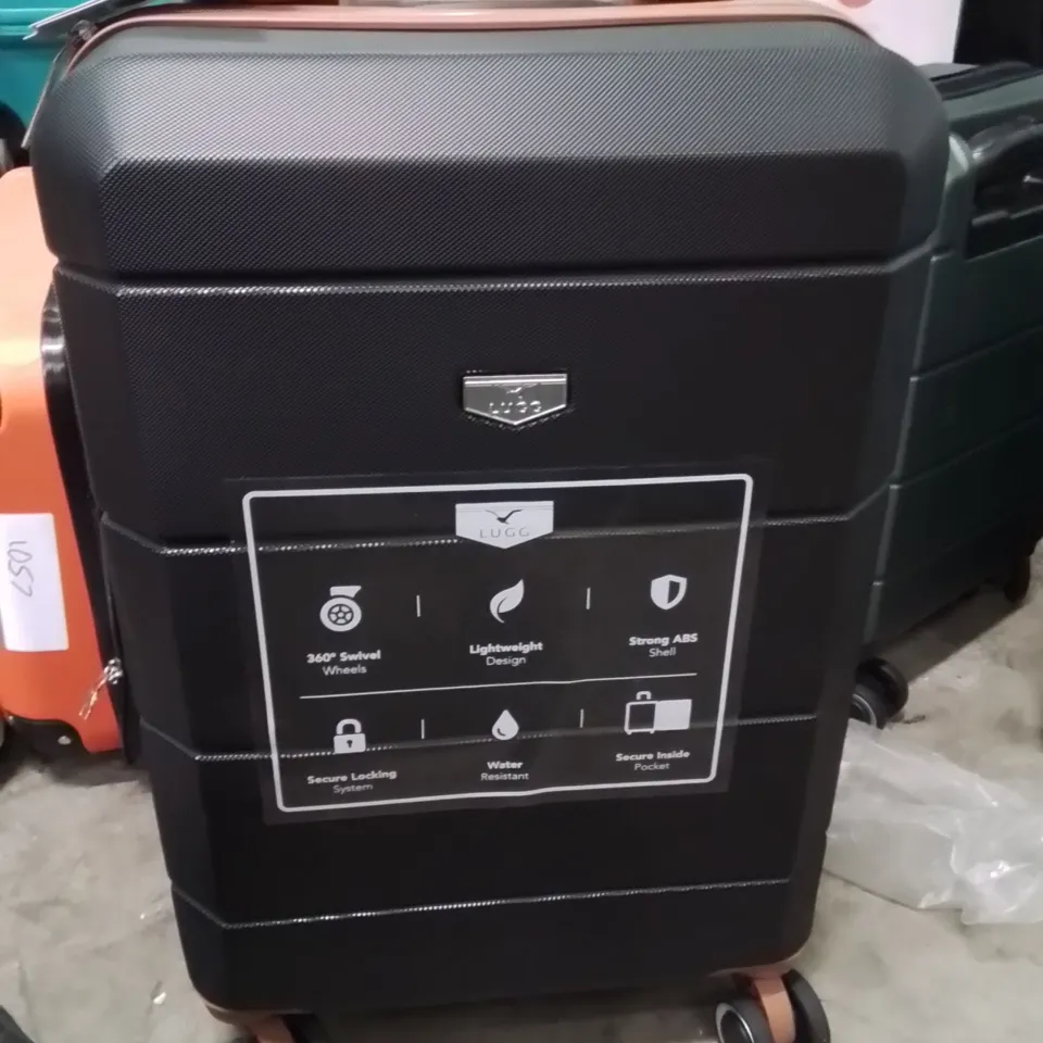 LUGG JETSET 20 INCH TRAVEL SUITCASE BLACK WITH BROWN 