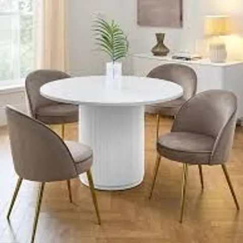BOXED CARINA ROUND DINING TABLE & 4 CHAIRS (4 BOXES)