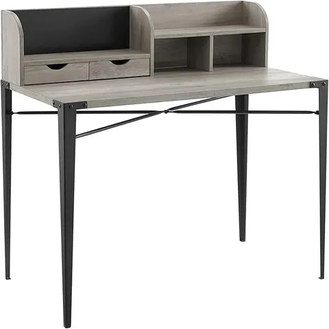 BRAND NEW BOXED WALKER EDISON GILFORD WOODEN LAPTOP DESK WITH HUTCH INDUSTRIAL IN GREY WASH (1 BOX)