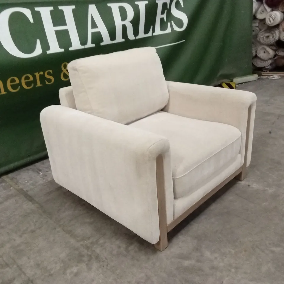 QUALITY DESIGNER LEILA FAWN FABRIC ARMCHAIR