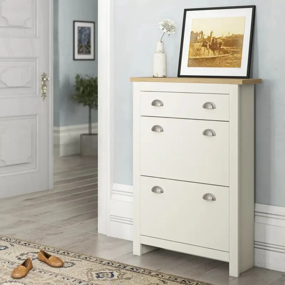 BOXED RENNINGERS 12 PAIR SHOE STORAGE CABINET