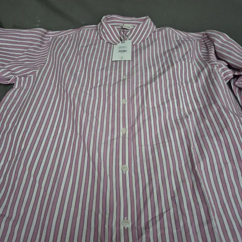 HUSH COLEENA OVERSIZED SHIRT IN PINK/WHITE STRIPE - SIZE 10