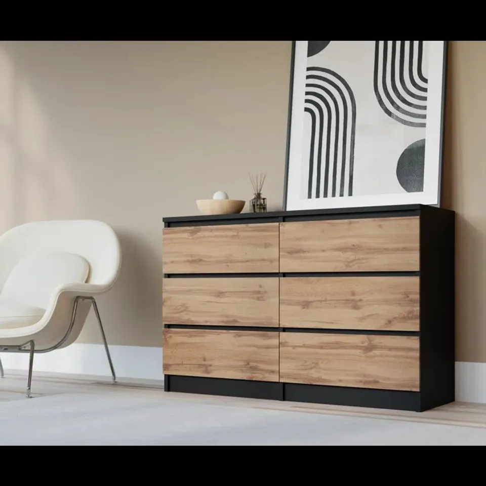 BOXED DEMI 6-DRAWER CHEST OF DRAWERS (2 BOXES)
