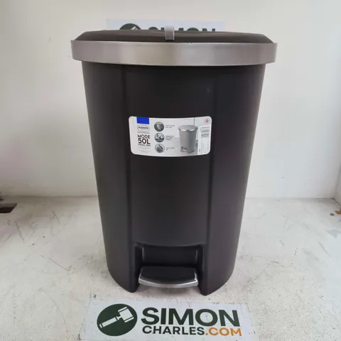 ADDIS MODE 50LTR SEMI D SHAPE PLASTIC PEDAL BIN - BLACK - COLLECTION ONLY