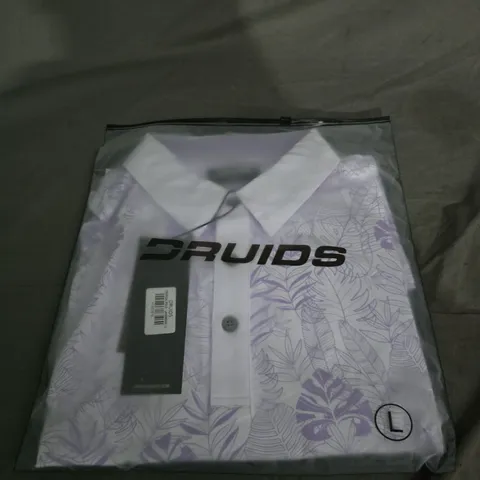 DRUIDS TROPICAL POLO SHIRT LAVENDER – SIZE L