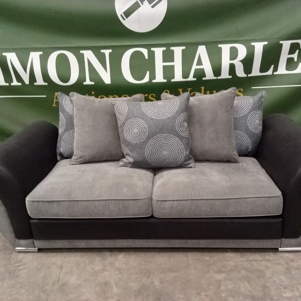 DANUBE FABRIC/FAUX LEATHER 3 SEATER SOFA RRP £599