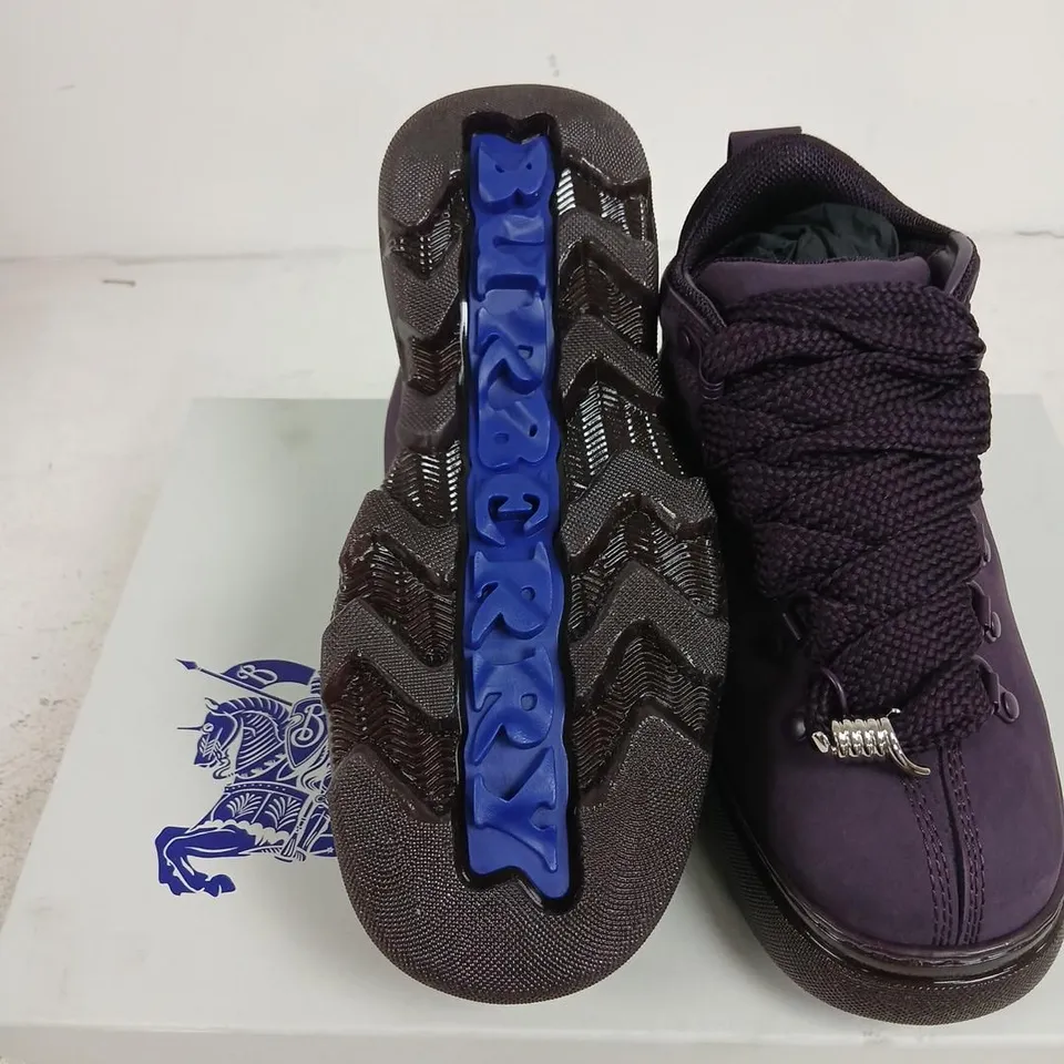 BURBERRY HIKING BOOTS ON RUBBER SOLE – AUBERGINE/PURPLE, UK4 (EU37)