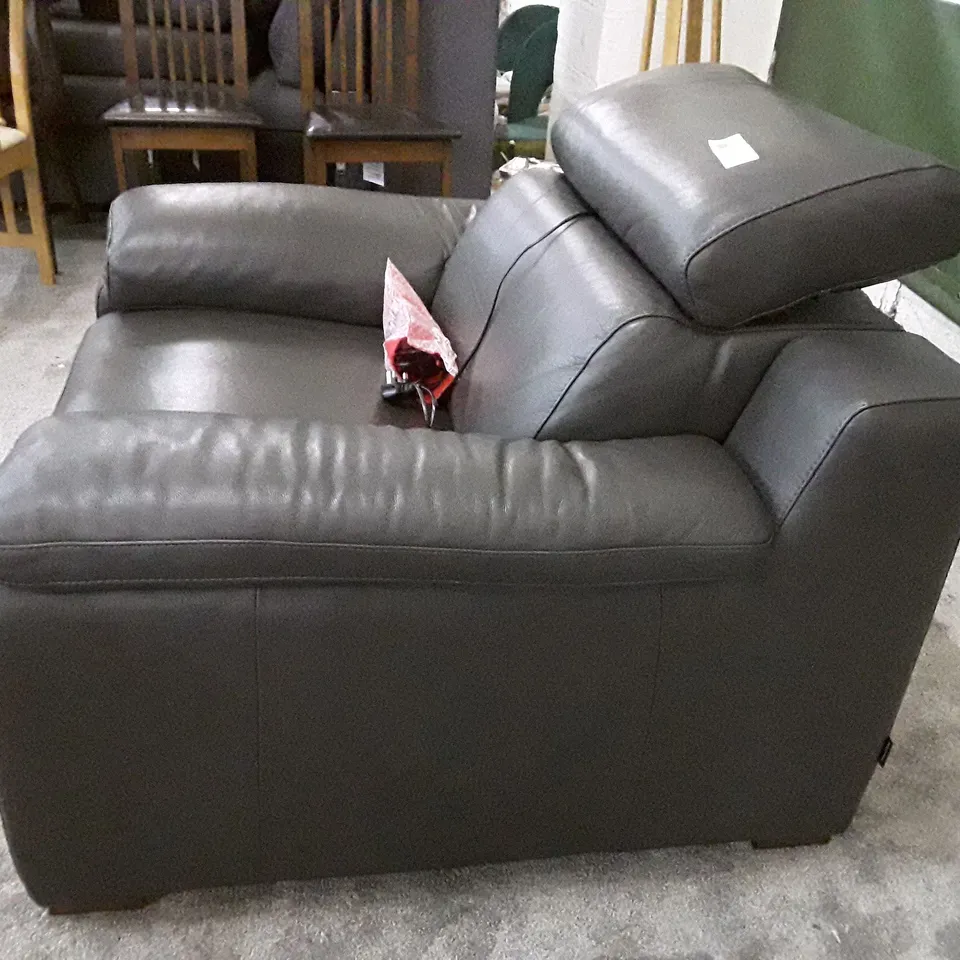 QUALITY ITALIAN DSIGNER RICCARDO ELECTRIC RECLINER CHAIR WITH SMALL ARMS - SLATE LEATHER