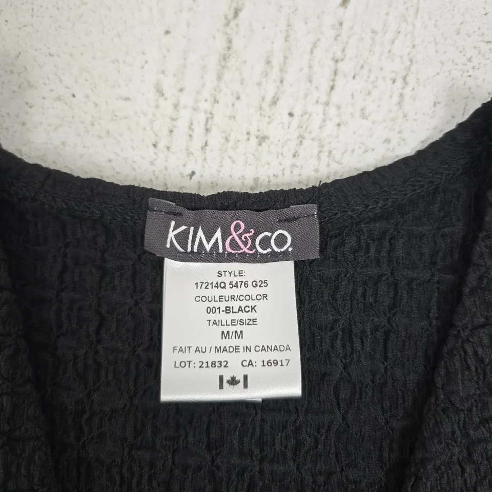 KIM & CO. BLACK TEXTURED SLEEVELESS VEST – SIZE M