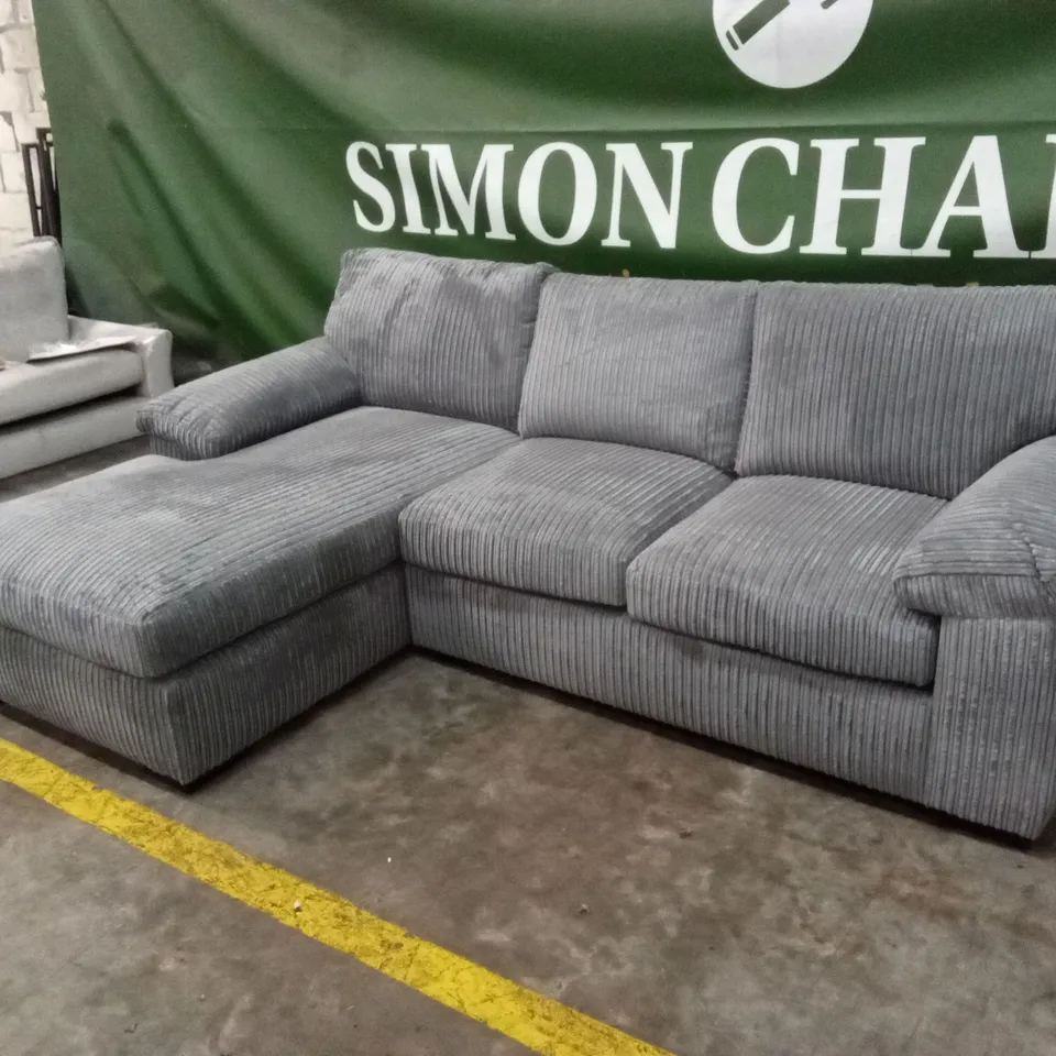 AMALFI STANDARD BACK FABRIC LEFT HAND 3 SEATER CHAISE SOFA - CHARCOAL RRP £899